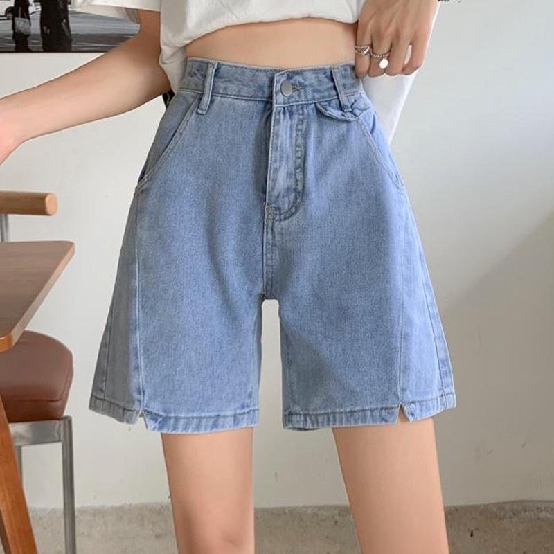 Quần Jeans Nữ Aiori Quần Ngố Lửng Ống Rộng Lưng Cao Màu Xanh Nhạt Vải Cực Xịn, Chất Jean Cotton Thoáng Mát, Mềm Mịn_4291