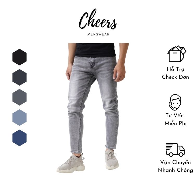 Quần Bò Nam Dài- Quần Jeans Nam Dài Cheers Chất Cotton Co Dãn, kiểu dáng Thời Trang, Trẻ trung, có Size Ngoại Cỡ, Bigsize