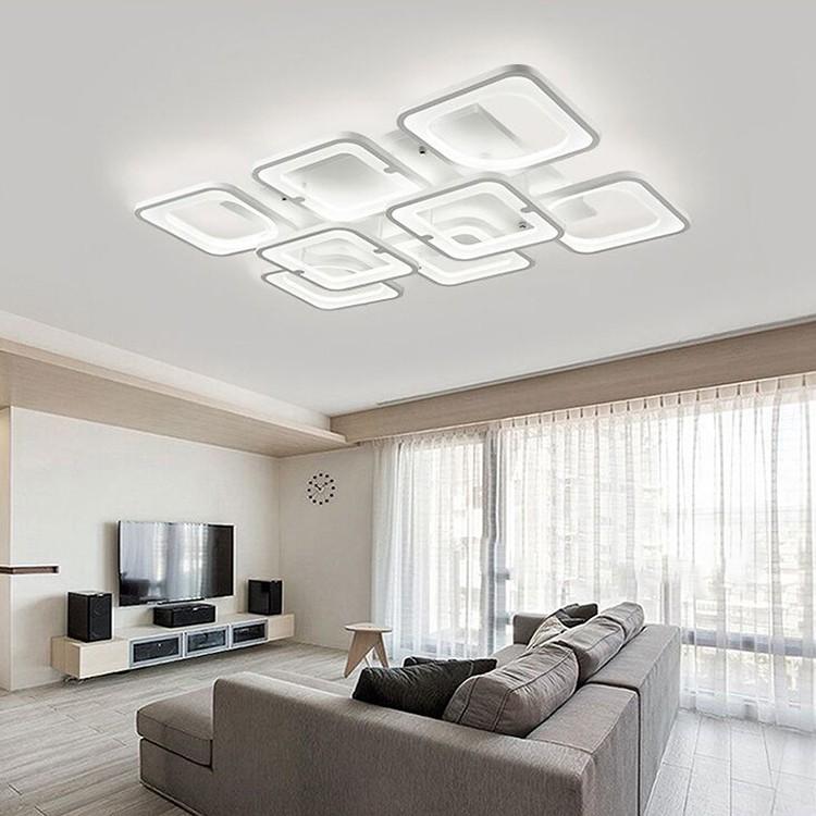 Hình ảnh Đèn led ốp trần trang trí - đèn trần trang trí - 8 cánh vuông hiện đại 3 chế độ ánh sáng có điều khiển từ xa