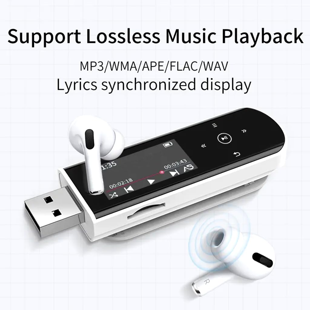 Ruizu X69 -  Bluetooth 5.0, Nghe Nhạc Mp3, Hỗ Trợ Đa Định Dạng MP3 WMA APE FLAC WAV,  FM Radio, Ghi Âm, Vòng Lặp A-B,  Đồng Hồ Báo Thức, Hỗ Trợ Thẻ Nhớ Lên Tới 128Gb, Pin 280mAh 28 Giờ, Màn Hình Cảm Ứng, Hỗ Trợ Đa Ngôn Ngữ, Nhỏ Gọn - Hàng Nhập khẩu