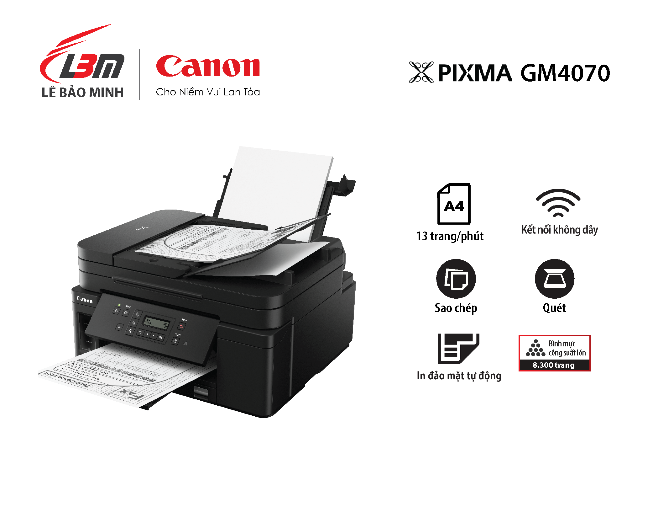 Máy in phun đa chức năng Canon GM4070- Hàng chính hãng