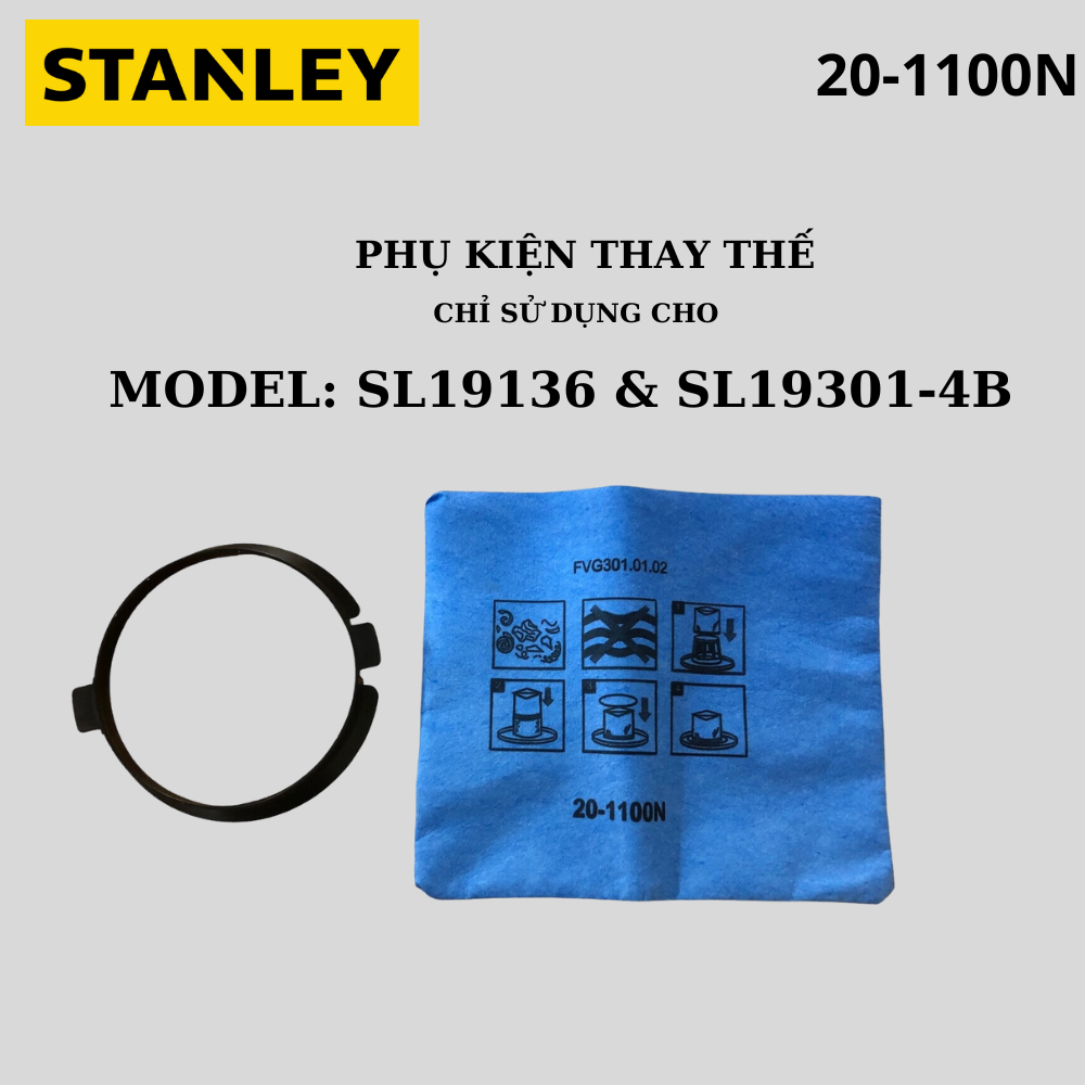 Bộ lọc bụi giấy và vòng giữ Stanley 20-1100N phụ kiện máy hút bụi thay thế dùng cho các máy hút bụi SL19136 , SL19301-4B - Hàng chính hãng