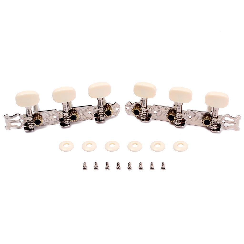 A Set Classical Guitar Tuner Tuning Keys Pegs White Machine Heads