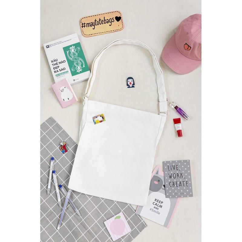 Túi vải trơn đeo chéo (size L) - May’s Tote Bag