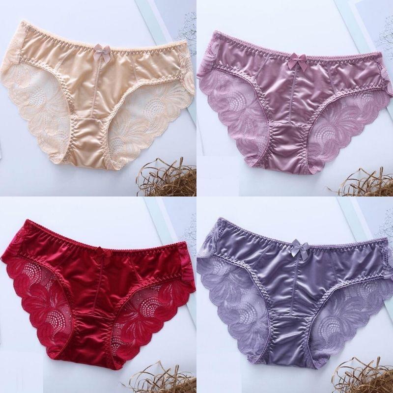 Bộ 5 chiếc quần lót nữ phi lụa phối ren - N14-5