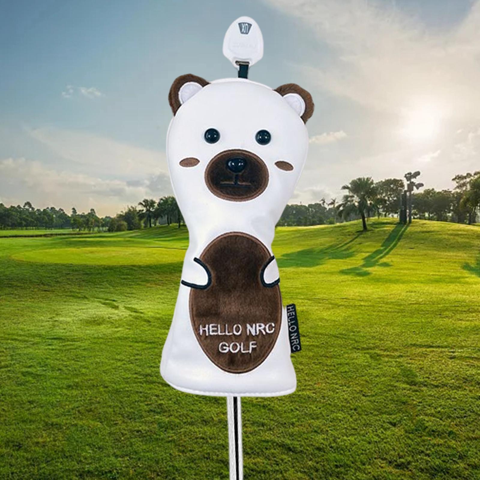 Golf Club Head Cover PU Leather Brown Bear Waterproof Driver Hybrid Fairway Cover