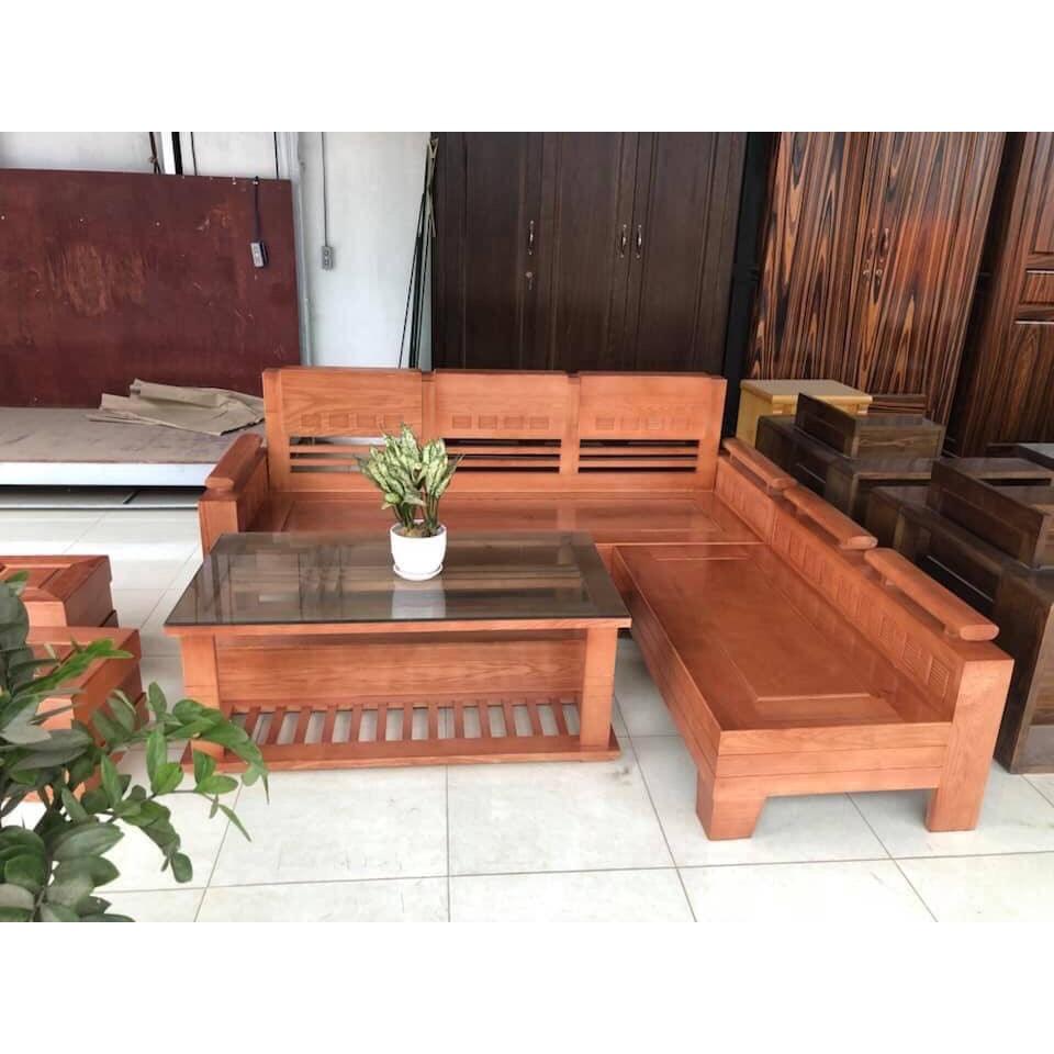 Bộ bàn ghế sofa trứng góc gỗ sồi