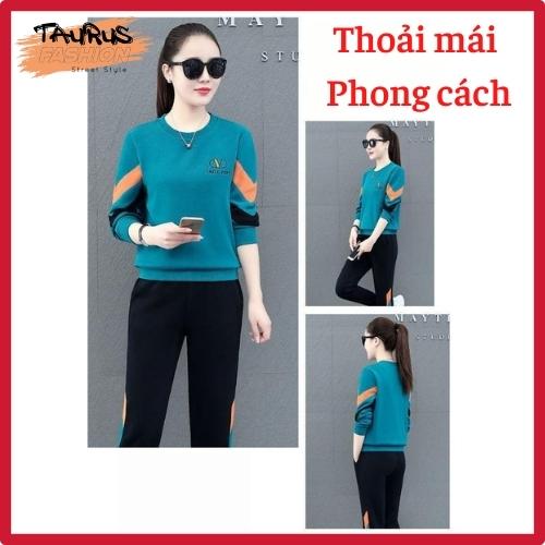 Bộ Thể Thao Tay Dài Nữ, Thun Cotton TAURUS FASHION, Áo Bo Gấu Giấu bụng, Che Khuyết Điểm, Tôn Dáng