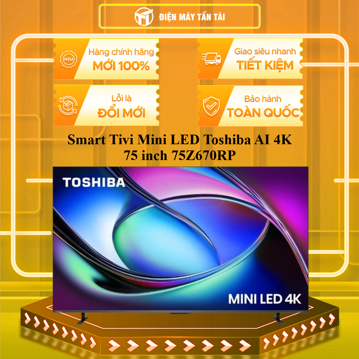 Smart Tivi Mini LED Toshiba AI 4K 75 Inch 75Z670RP - HÀNG CHÍNH HÃNG - CHỈ GIAO HCM