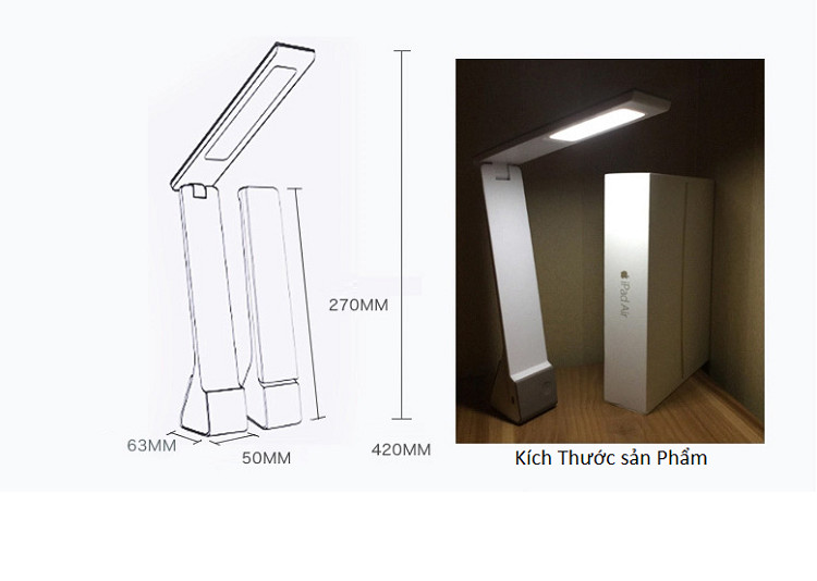 Đèn bàn học cảm ứng thông minh siêu sáng, cổng sạc USB- Giao màu ngẫu nhiên (Tặng quạt nhưa mini cắm cổng USB- màu ngẫu nhiên)