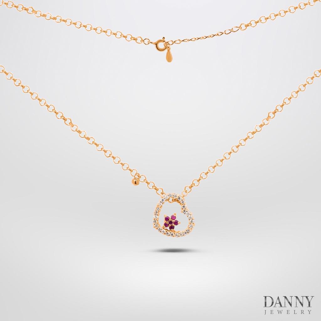 Dây Chuyền Có Mặt Danny Jewelry Bạc 925 Xi Vàng Hồng/Rhodium Đính Đá CZ Hình Trái Tim DM046