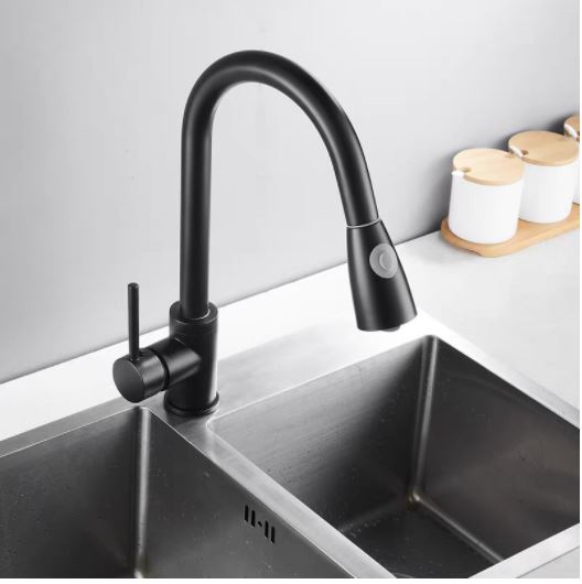VÒI RỬA BÁT DÂY RÚT NANO ĐEN NÓNG LẠNH