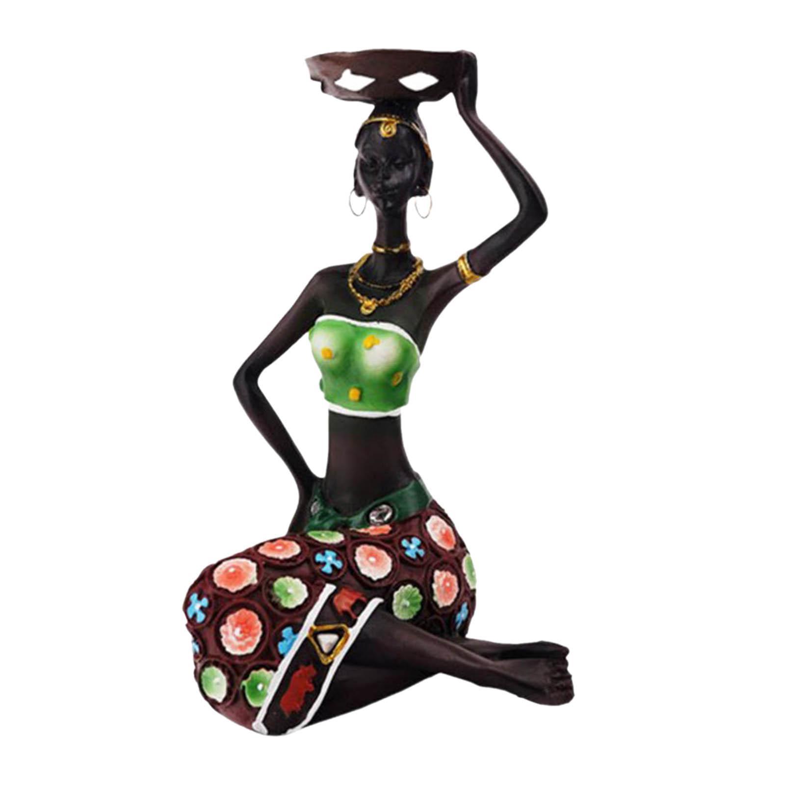 African Women Statues Candlestick Tea Lights Candle Holder Home Room