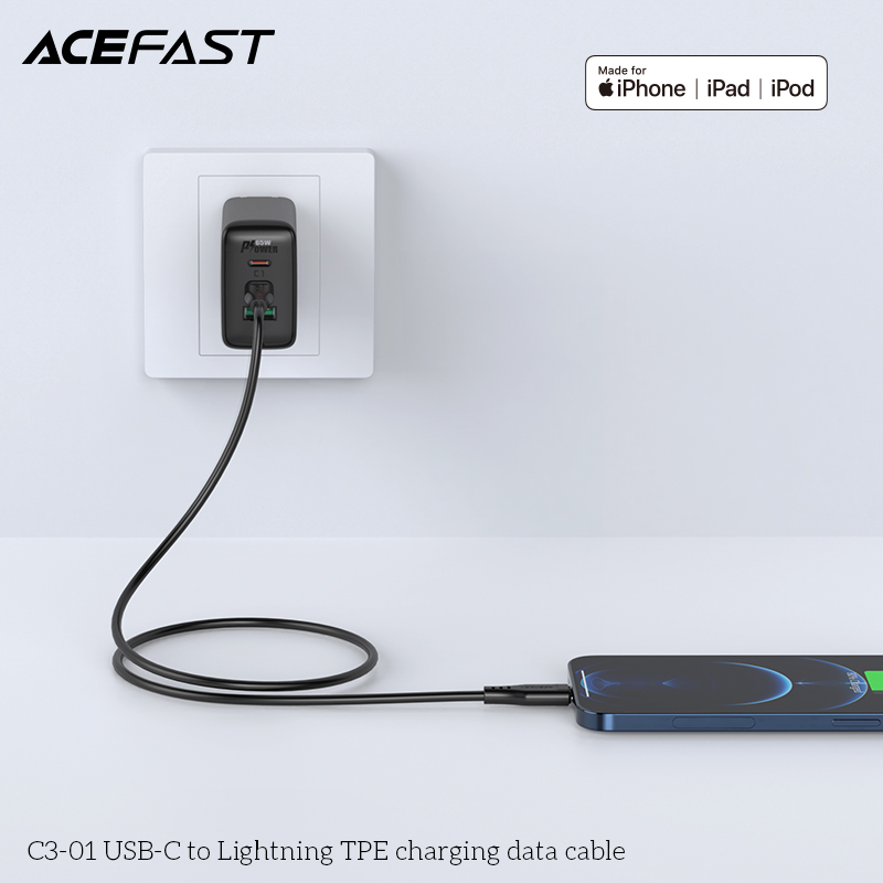 Cáp Sạc Acefast Type C To Lightning 1.2m C3-01 - Hàng Chính Hãng