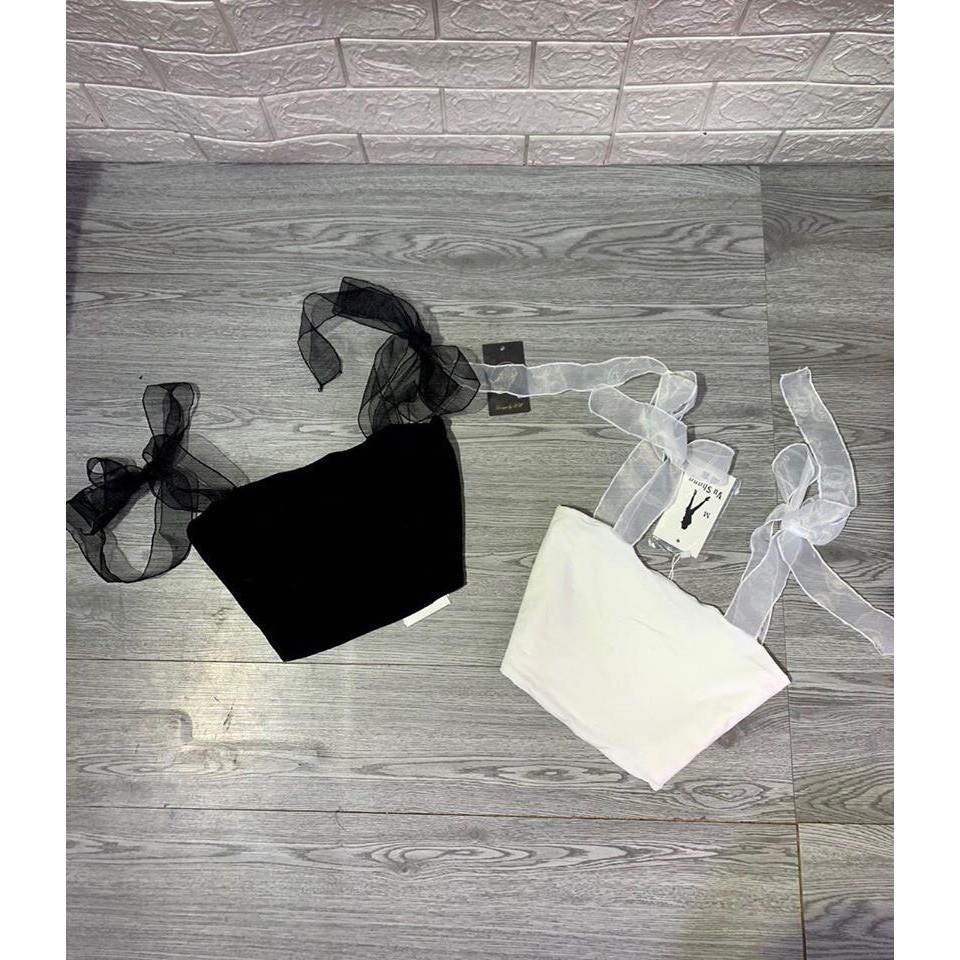 Áo thun nữ croptop, áo ống hai dây cột nơ AM