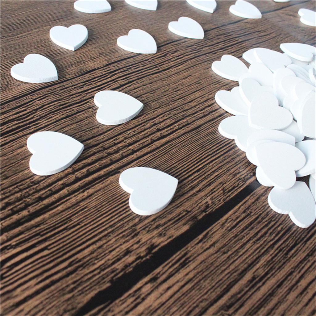 3-7pack 100 Pieces White Wooden Love Heart Shapes Craft Wood Embellishments