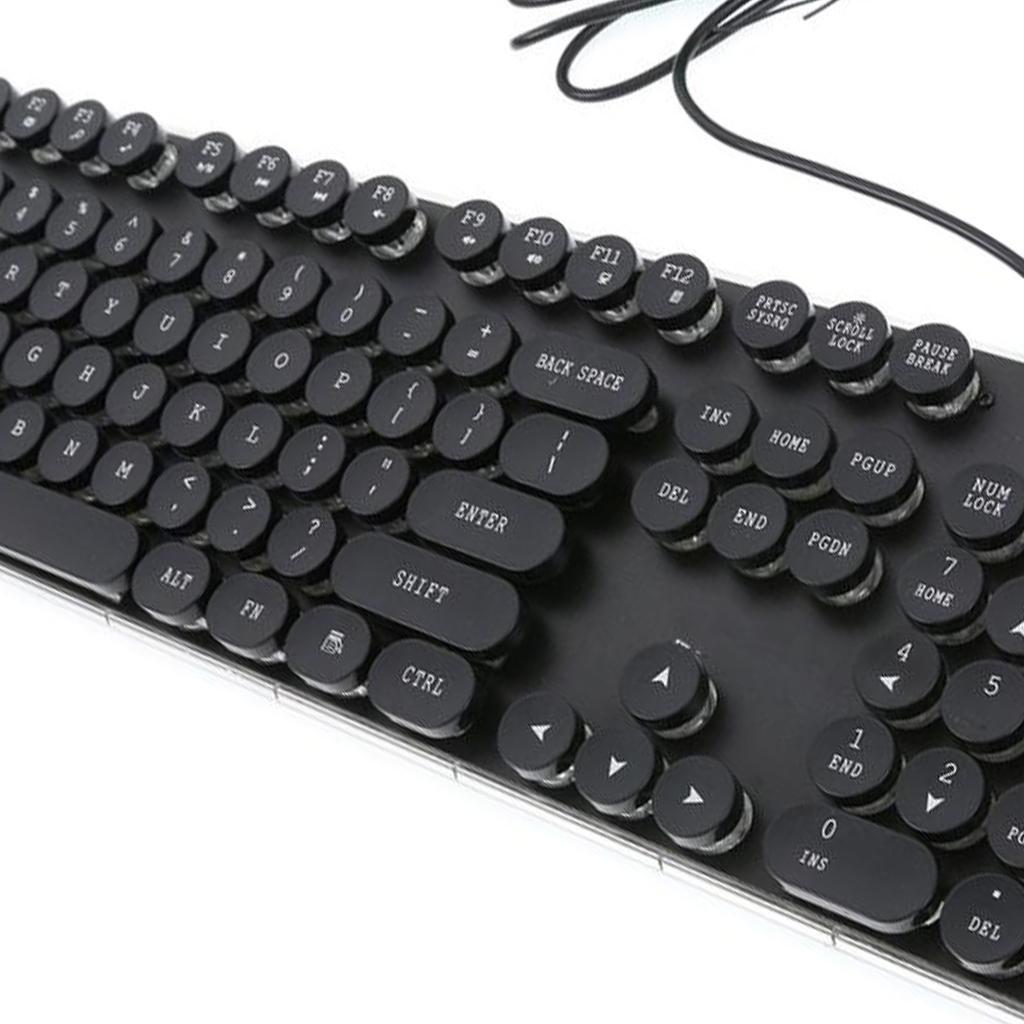 3 Color Wired Backlit Gaming Keyboard Punk Keycap Retro with USB Interface