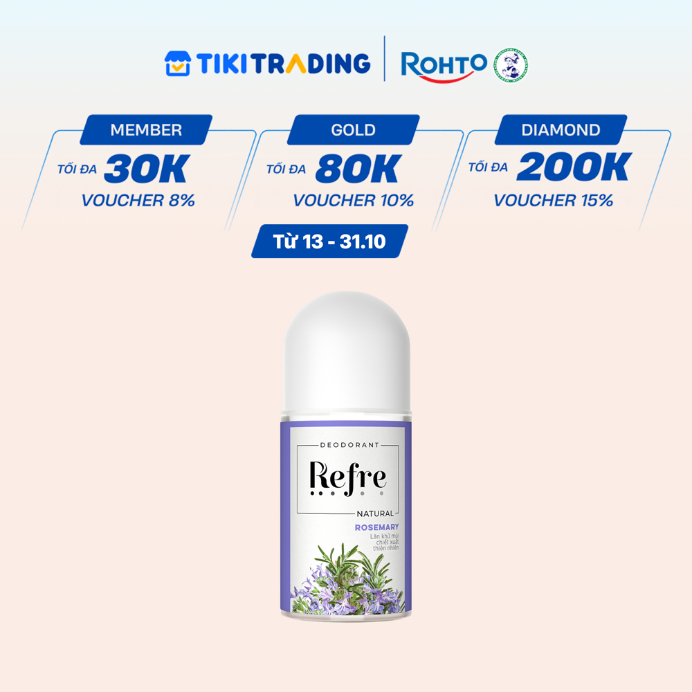Lăn khử mùi chiết xuất thiên nhiên Refre Natural Rosemary Hương Thảo 40ml