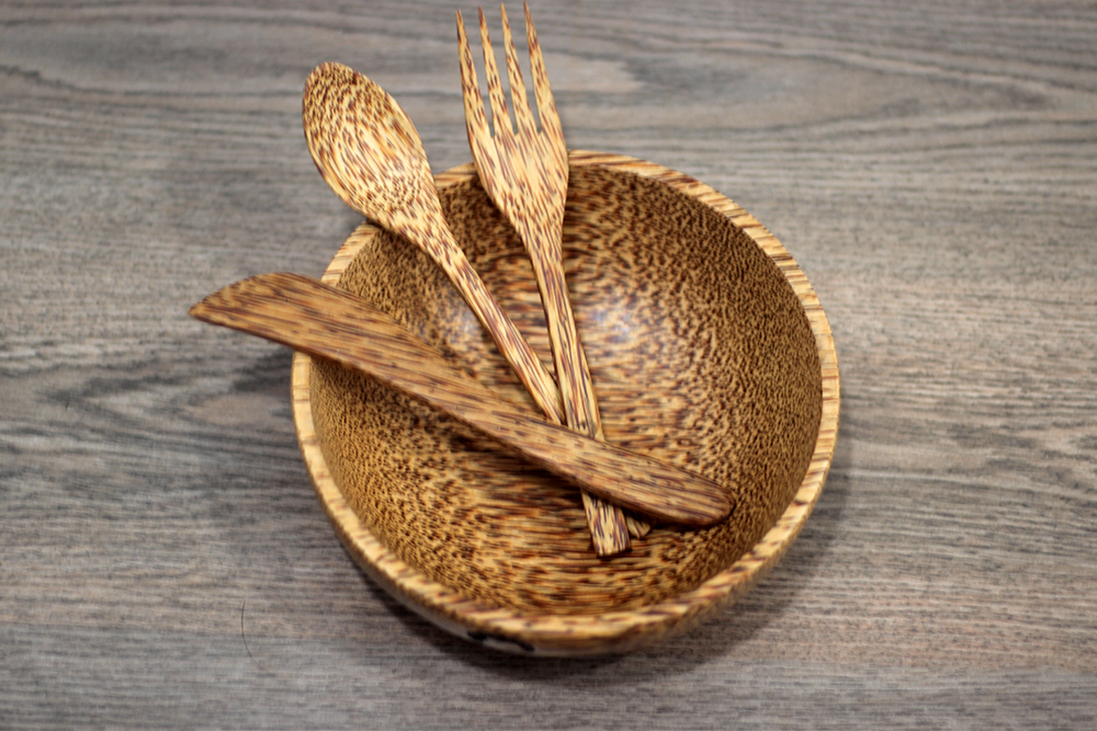 Set Tô gỗ dừa bát gỗ dừa tròn và muỗng gỗ dừa Buzen ( Coconut Wood Bowls)