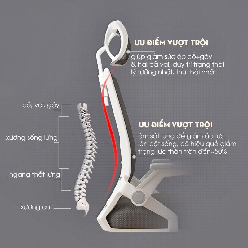 Ghế xoay văn phòng lưng lưới điều chỉnh độ cao có tựa lưng tựa đầu, ghế ngồi làm việc, chơi game, thư giãn bibi shop