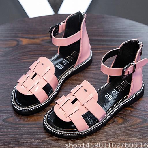 Giày Sandal Chiến Binh Bé Gái Da Bóng Kiểu Dáng Hàn Quốc Cho Bé Từ 3 - 10 Tuổi