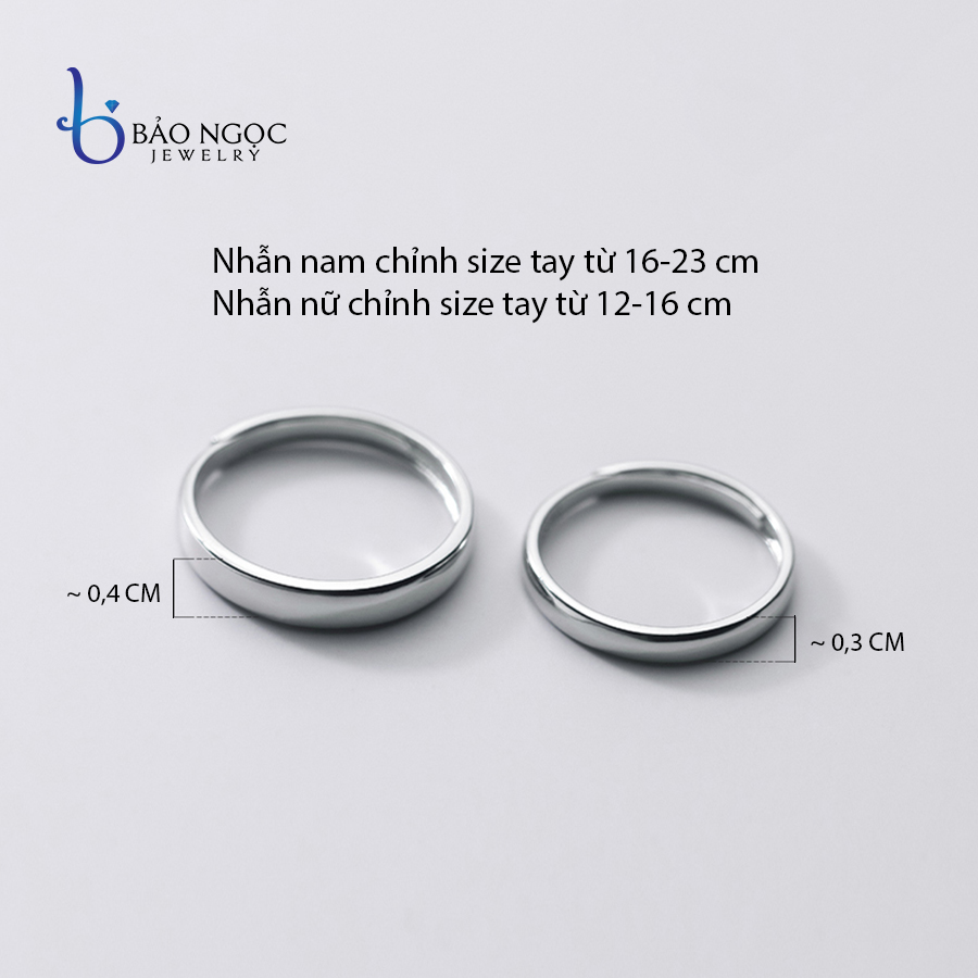 Nhẫn Cặp Nam Nữ, Nhẫn Bạc Nam Nữ Tình Yêu Thiết Kế Đơn Giản Freesize - ND2767 - Bảo Ngọc Jewelry