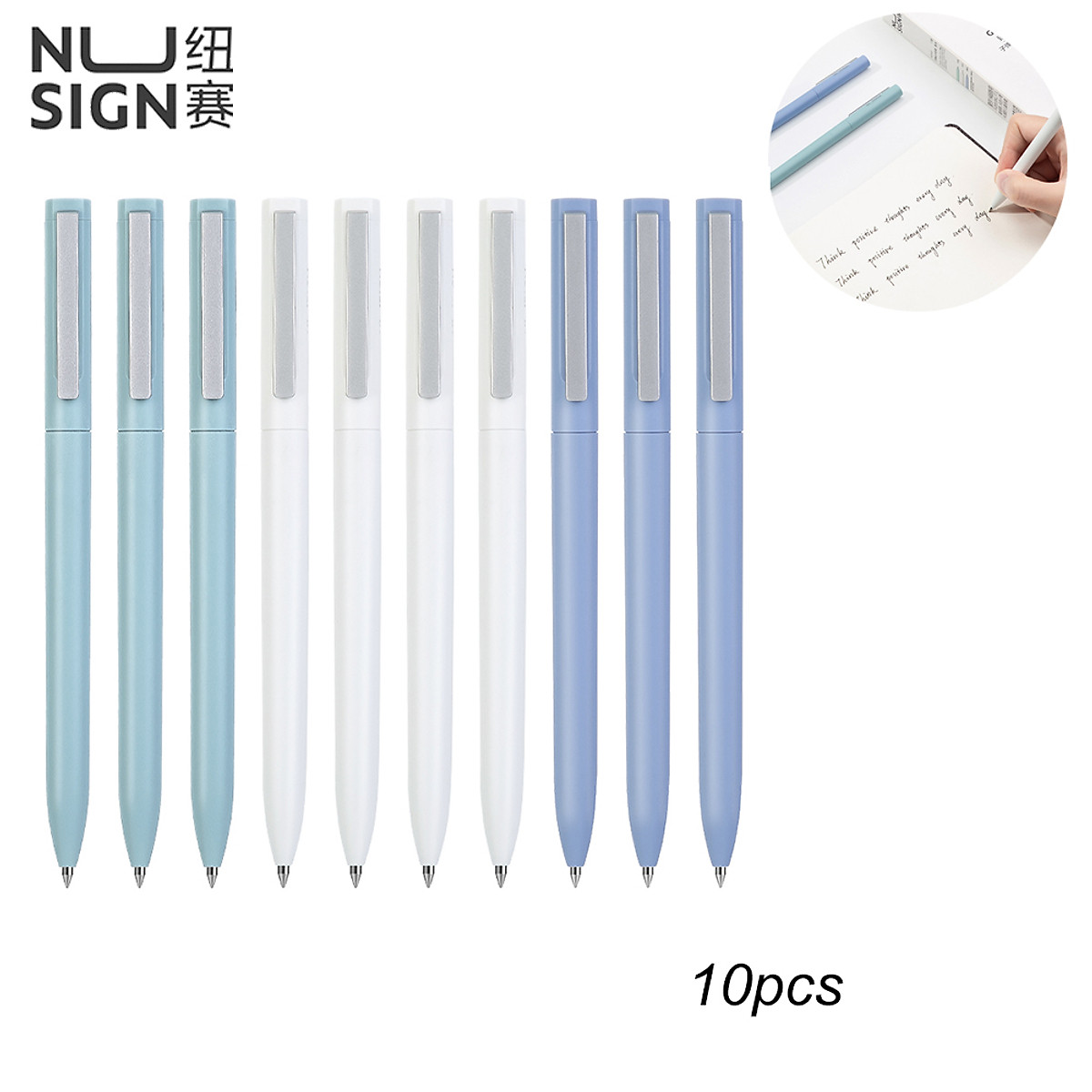 Nusign Simple Press Type Gel Pen 0.5mm Black Ink Bullet Point Signature Pen Smooth Writing Stationary Supplies For Students Office Study Use-Hàng chính hãng