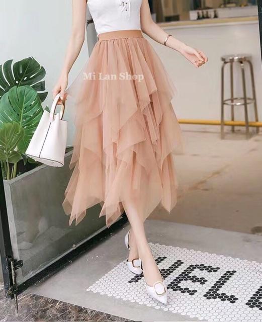 _Chân váy tầng dài_chân váy tua rua