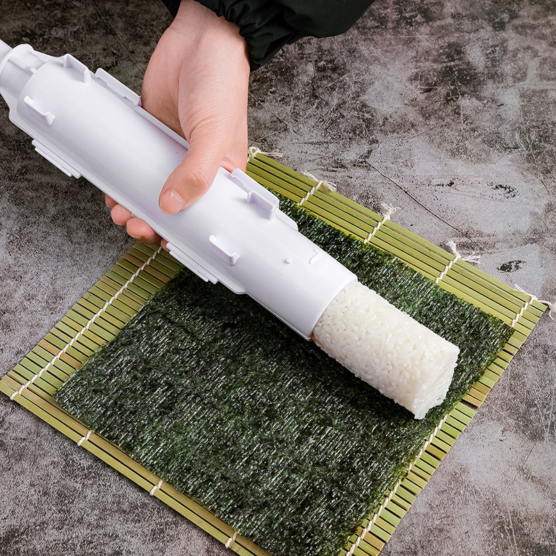Khuôn nhựa làm sushi, cơm cuộn hình trụ- Dụng cụ làm sushi tiện lợi, nhanh chóng+ Tặng kèm mành tre cao cấp cuốn sushi màu xanh lá