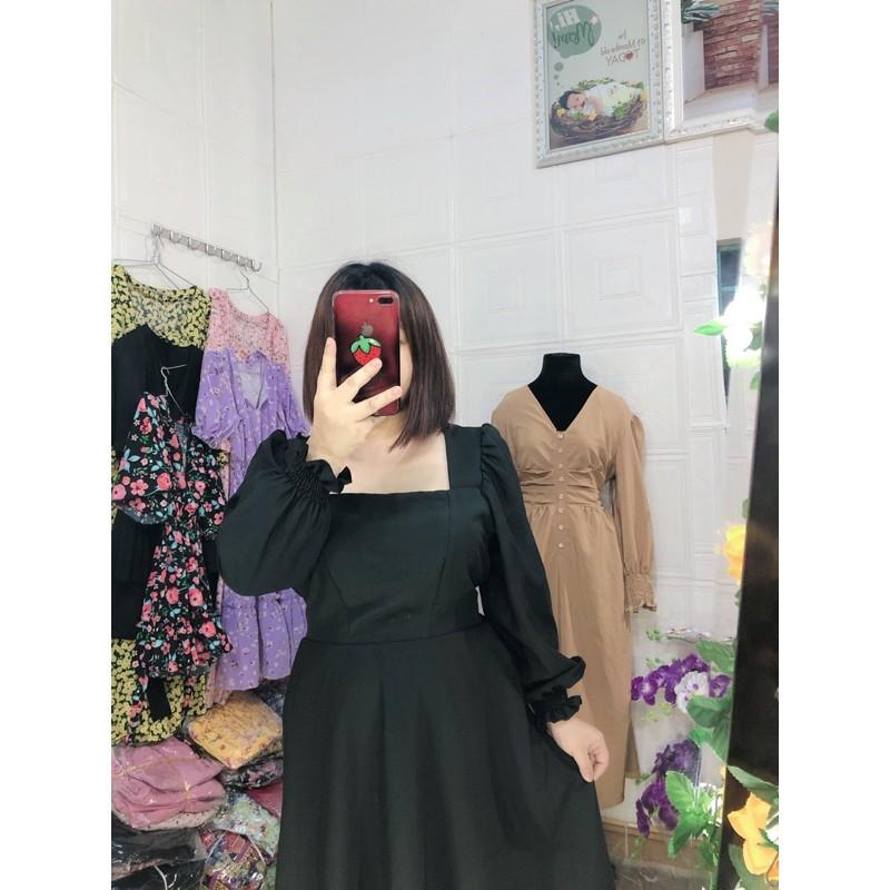 Đầm Bigsize cổ vuông tay dài