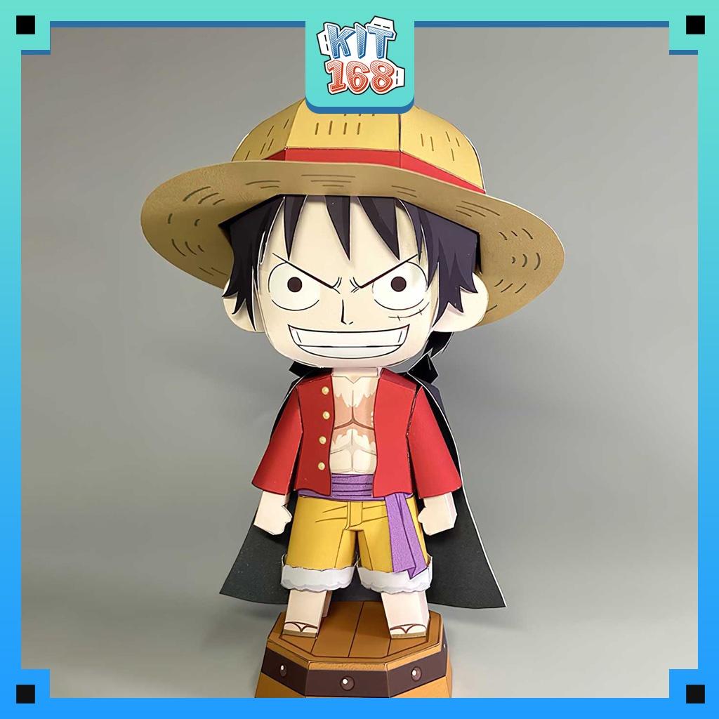 Mô hình giấy Anime Chibi Monkey D. Luffy ver 10 - One Piece + kit hộp trang trí