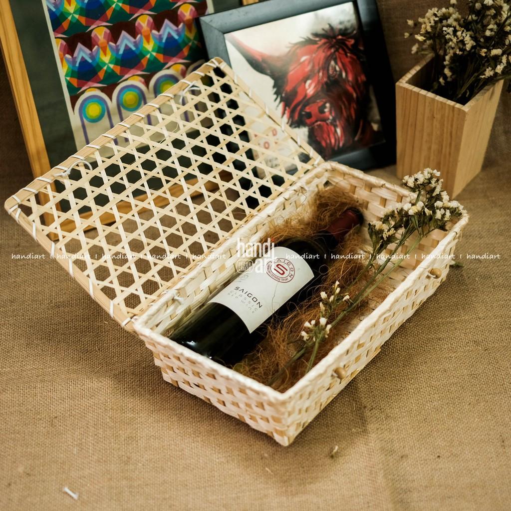 Hộp tre đan có quai - hộp tre đan hình chữ nhật - Woven bamboo box