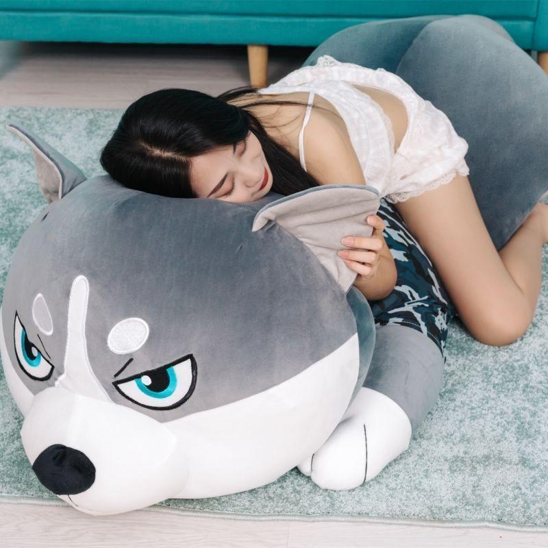 Gấu Bông Chó Husky Siêu To Khổng Lồ, Gấu Bông To Cute Siêu Mềm Mịn Vải Nhung Cao Cấp Co Dãn 4 Chiều Kích Thước 1m2 - 1m5