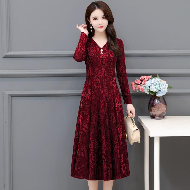 Váy Hoa Dài Che Bụng Cổ V Thanh Lịch Cho Mẹ VH17 - Hàng Quảng Châu Cao Cấp