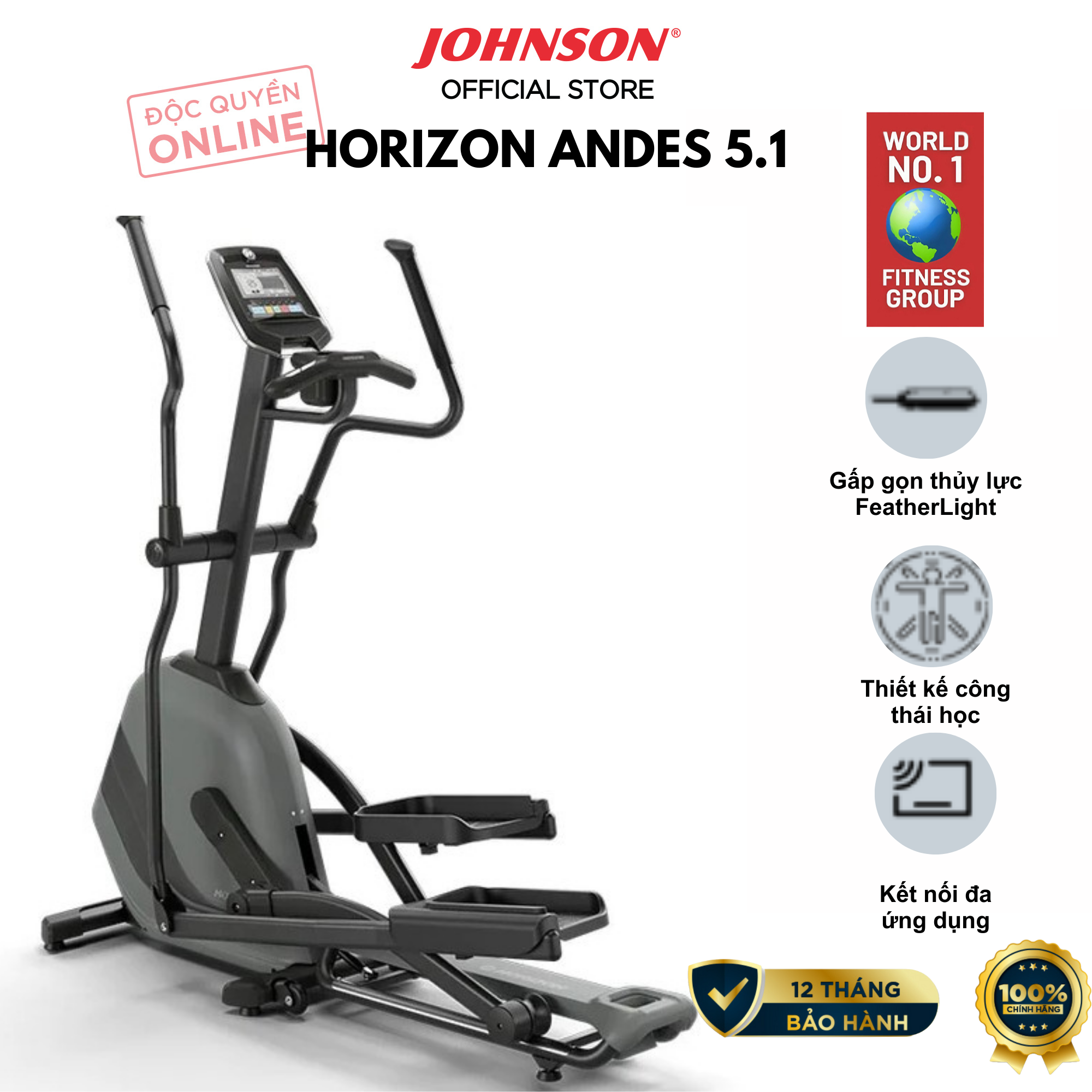 Máy Tập Toàn Thân Mỹ chính hãng Horizon Fitness Andes 5.1 gấp gọn, thiết kế hiện đại