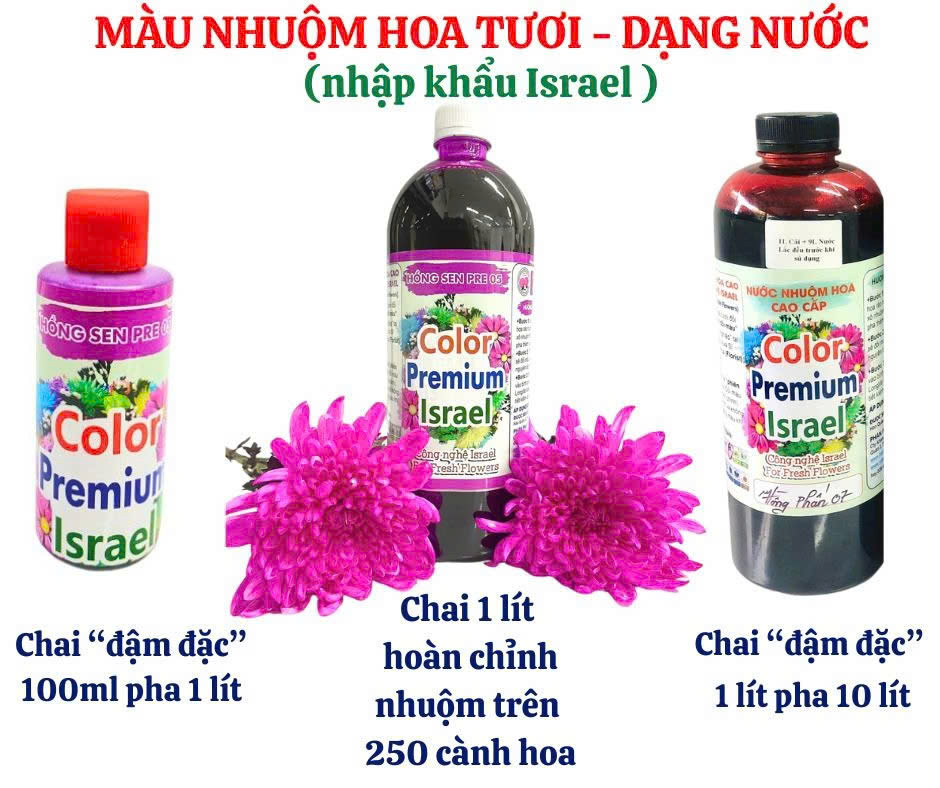 Thuốc bột nhuộm hoa tươi nhập khẩu công nghệ Israel (Hủ Bột Màu 10L - 12L nước màu hoa) chuyên nghiệp nhuộm hoa tươi và an toàn với 20 màu