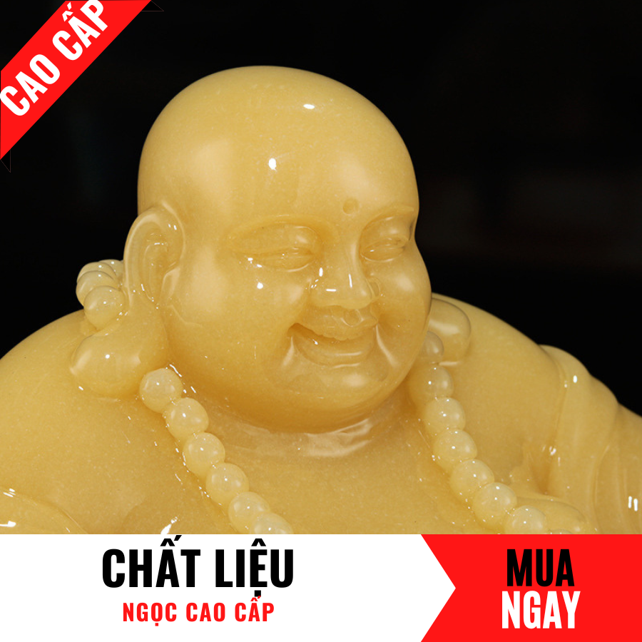 Tượng Phật Di Lặc Ngồi Trang Trí Phong Thủy Bằng Đá Băng Ngọc Cao 19cm