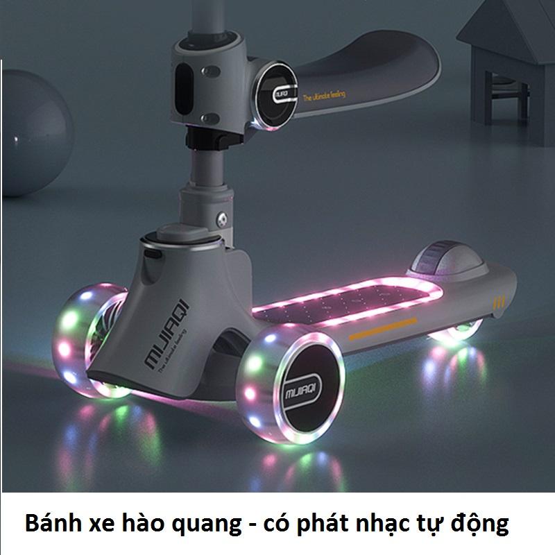 Xe scooter cho bé đa năng bánh phát sáng, chất liệu an toàn chống trơn trượt