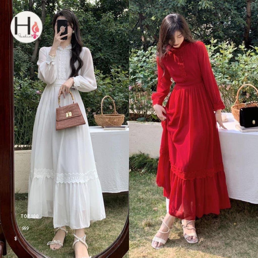 ĐẦM ĐI TIỆC, VÁY CƯỚI CỔ TRỤ PHỐI REN THANH LỊCH, SANG TRỌNG, QUÝ PHÁI