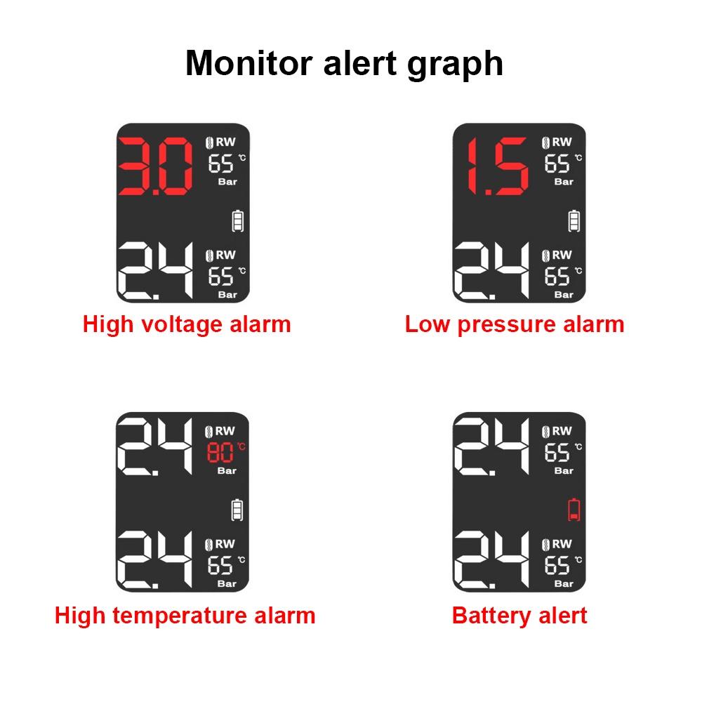 Motorcycle TPMS Magnetic USB Quick Charge Moto Tire Pressure Tyre Temperature Monitoring Alarm System LCD Display