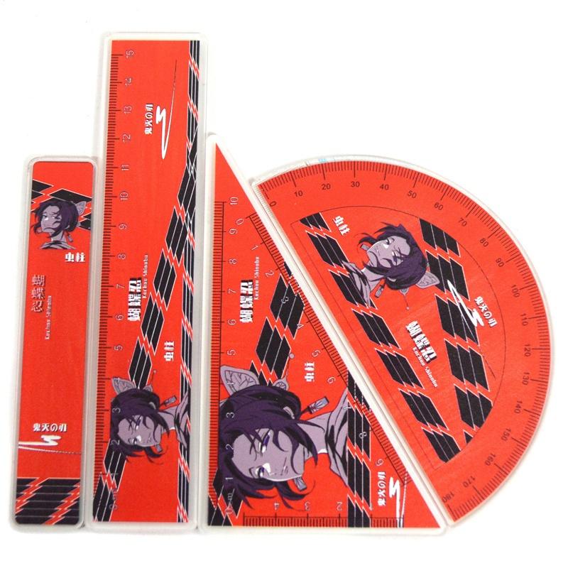 Bộ 4 thước đo hình anime Demon Slayer bằng acrylic cho học sinh