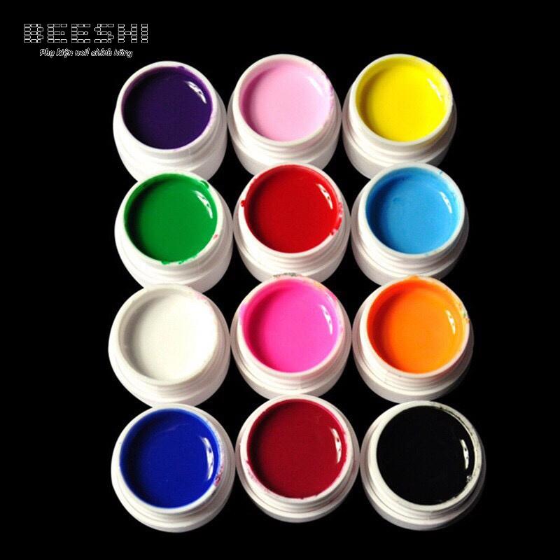 Set gel vẽ hoạt hình 12 hũ vẽ móng nail vẽ cọ bản tròn - beeshi shop nail