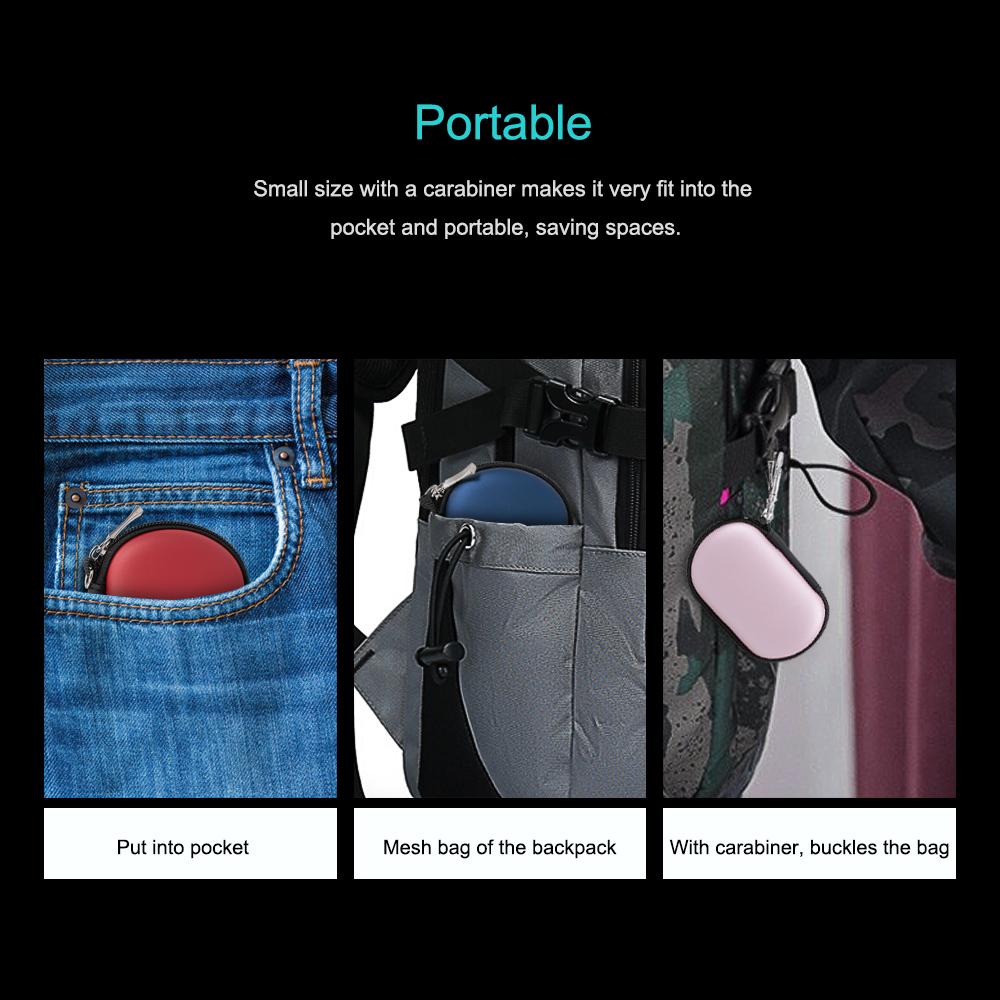 Portable SD Card Bag EVA Earphone Storage Case Earbuds USB Cable Carrying Mini Pouch with Carabiner Pink
