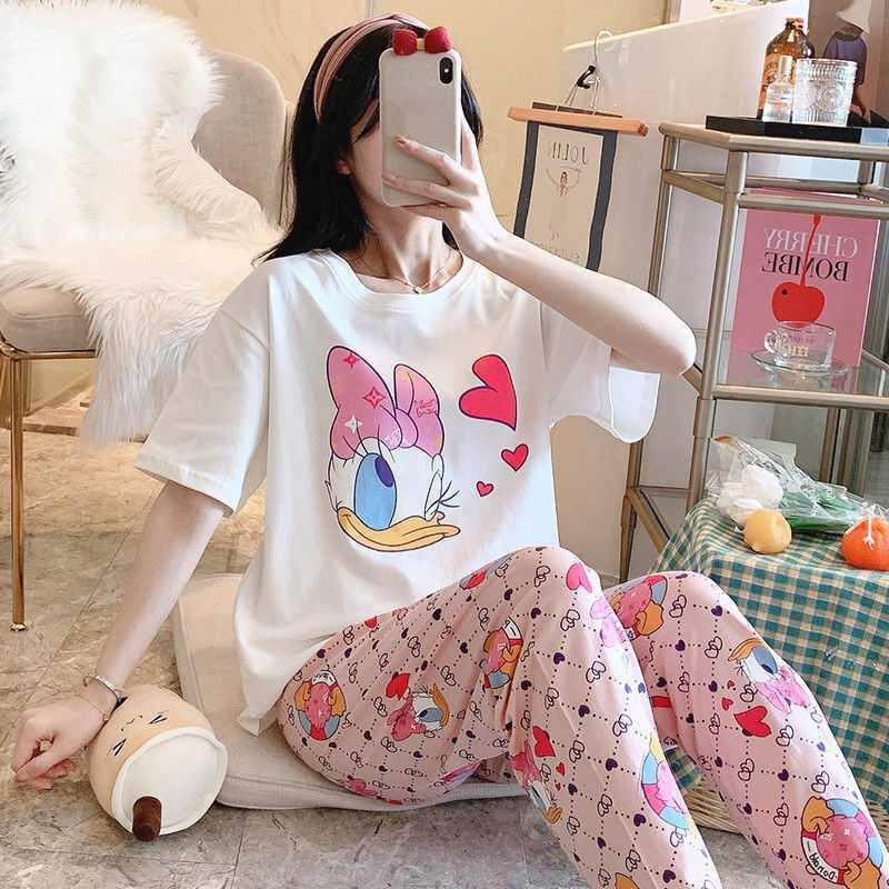 Bộ nữ mặc nhà quần dài áo cộc tay cute đáng yêu - BL70