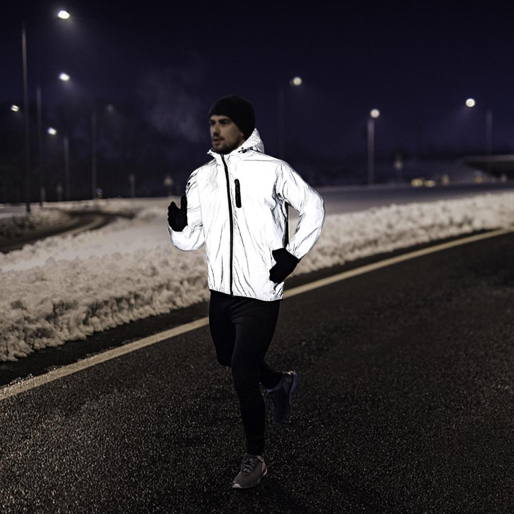 Áo khoác gió phản quang có mũ trùm đầu không thấm nước dành cho nam giới an toàn ban đêm cho người đi xe đạp Chạy bộ