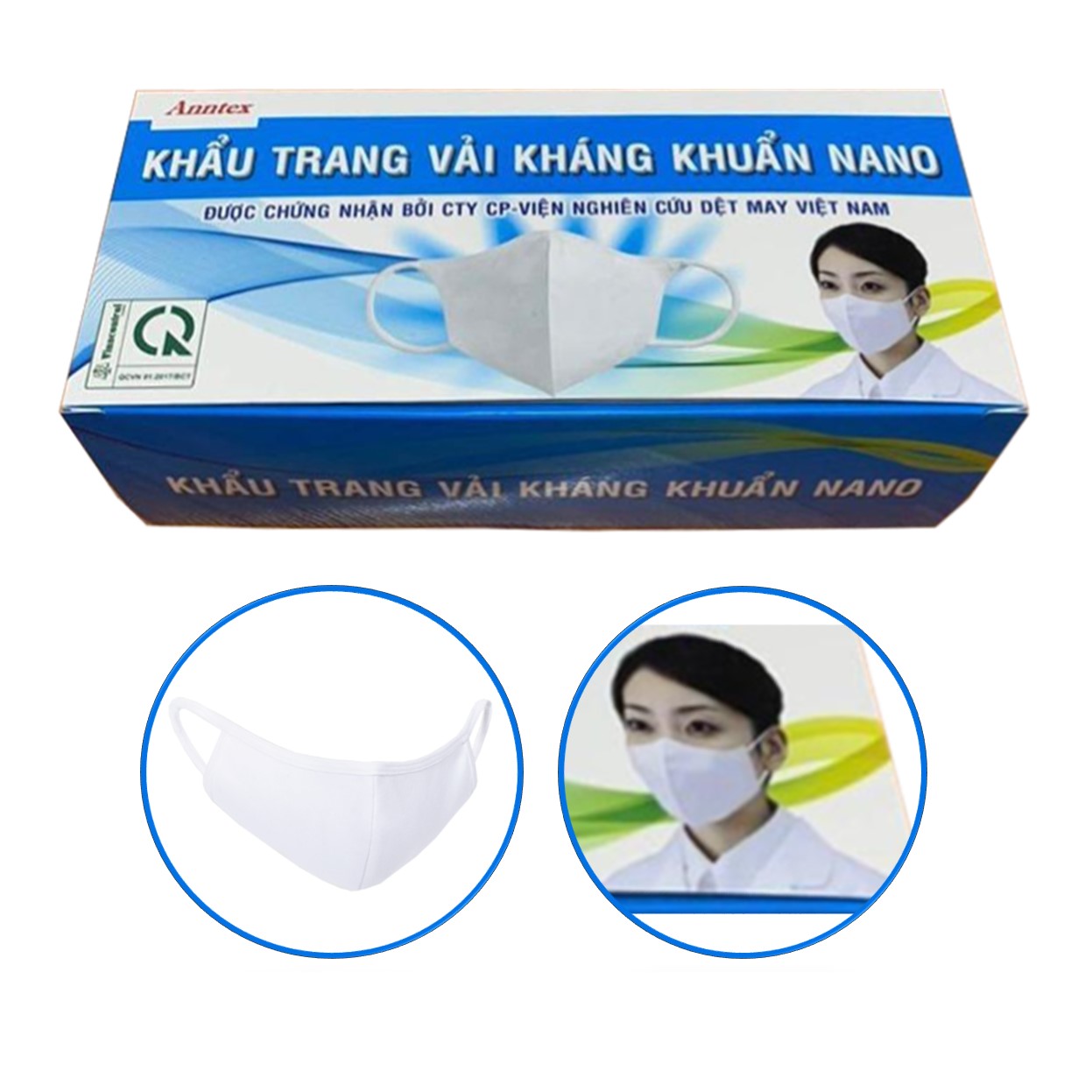 Hộp 20 Khẩu Trang Vải Kháng Khuẩn Nano Anntex