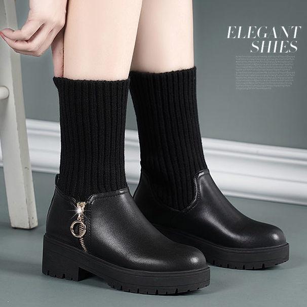 Giày Bốt Martin Da Mềm Đế Dày Lót Lông Cừu Giữ Ấm Thời Trang Thu Đông 2022