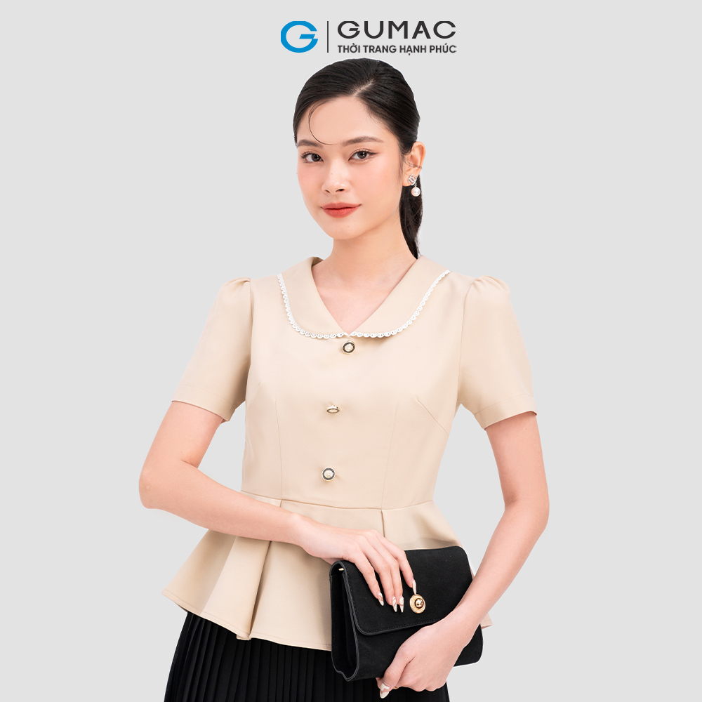 Áo peplumGUMAC AC12059 bâu kiểu phối ren thanh lịch