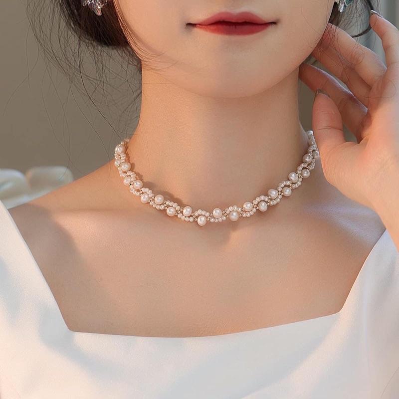 Vòng Cổ Choker Hạt 6ly-3ly, Dây Chuyền Ngọc Trai Nước Ngọt Cá Tính Dễ Thương - Trường Thịnh Ngọc Trai