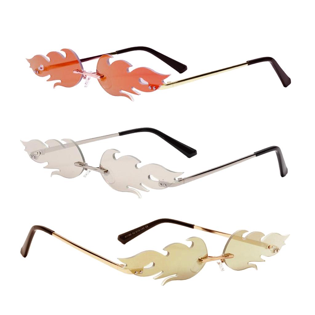 Fashion Fire Flame Sunglasses Rimless Wave Sun Glasses Eyewear Cool